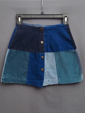 Vintage Spike & Elvis Corduroy Patchwork Mini Skirt Size 00